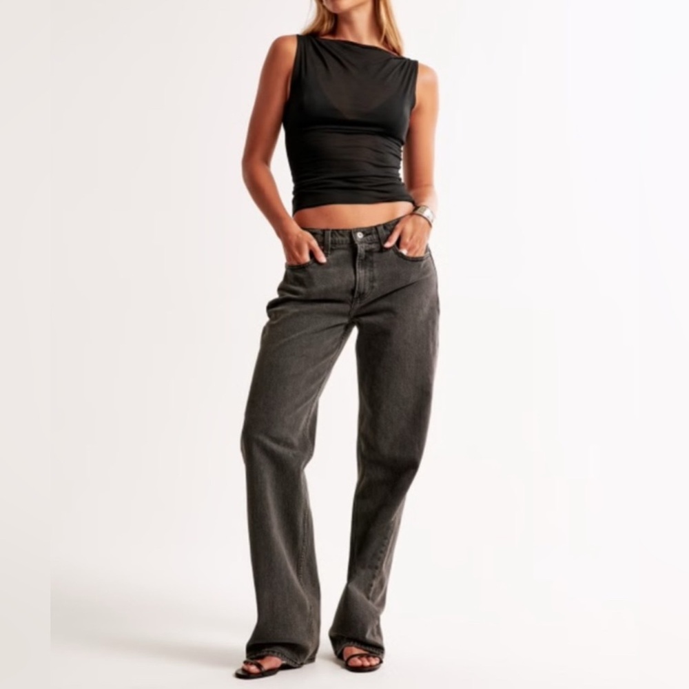Abercrombie Curve Love Baggy Low Rise Jeans Y2K Relaxed Wide Leg Denim Long